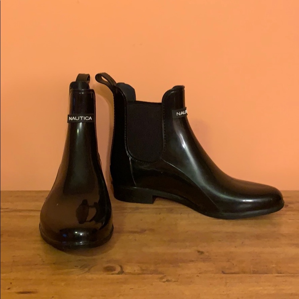 Black Nautica Ankle Rainboots